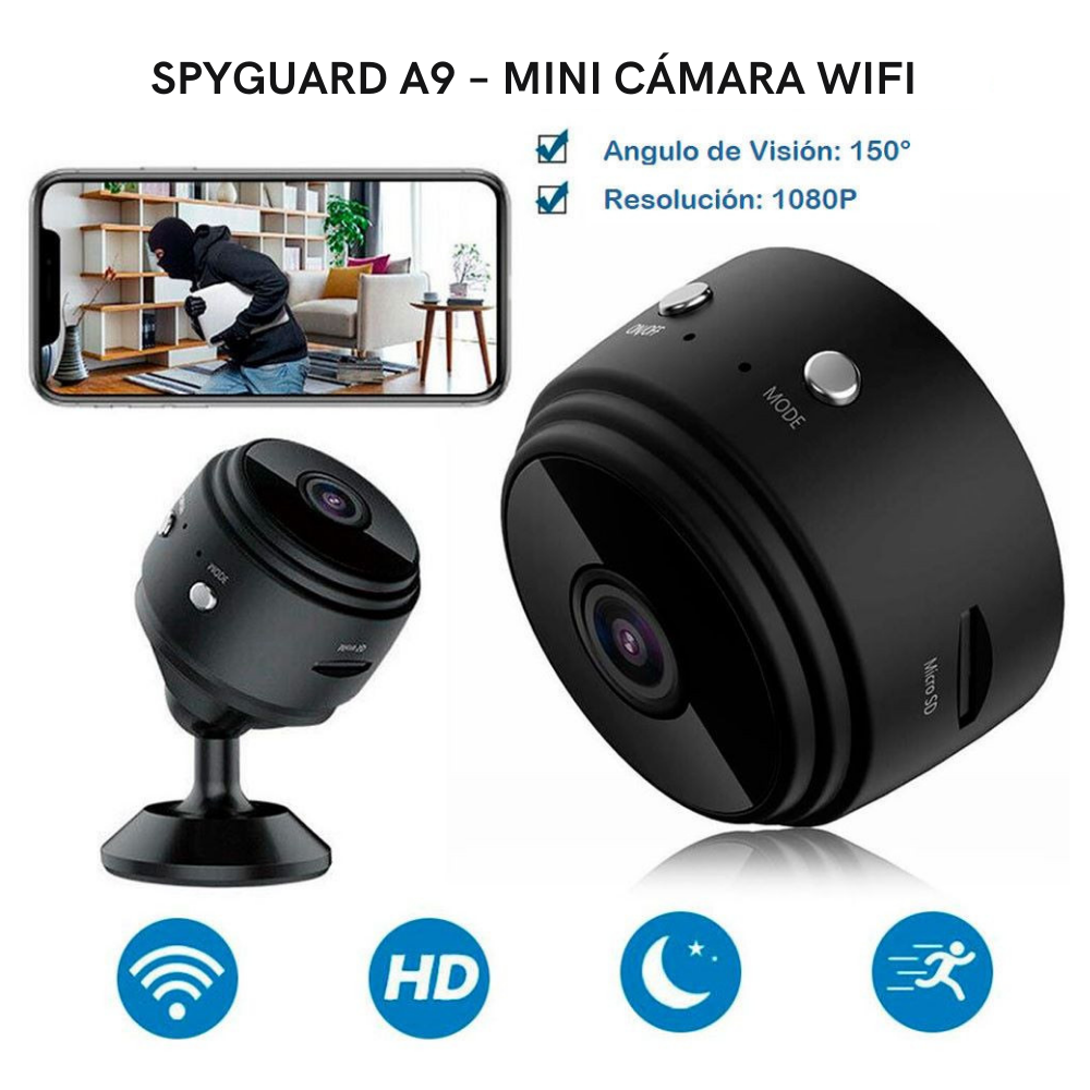 SPYGUARD A9 – MINI CÁMARA DE SEGURIDAD WIFI HD 1080P | PROTEGE LO QUE MÁS TE IMPORTA CON VIGILANCIA DISCRETA Y EN TIEMPO REAL | ENVÍO GRATIS 🇨🇴